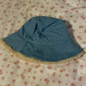 Bucket hat denim faux fur Sherpa blue Jean